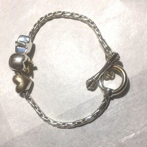 Add a charm bracelet heart apple star charms silver tone 7.5”